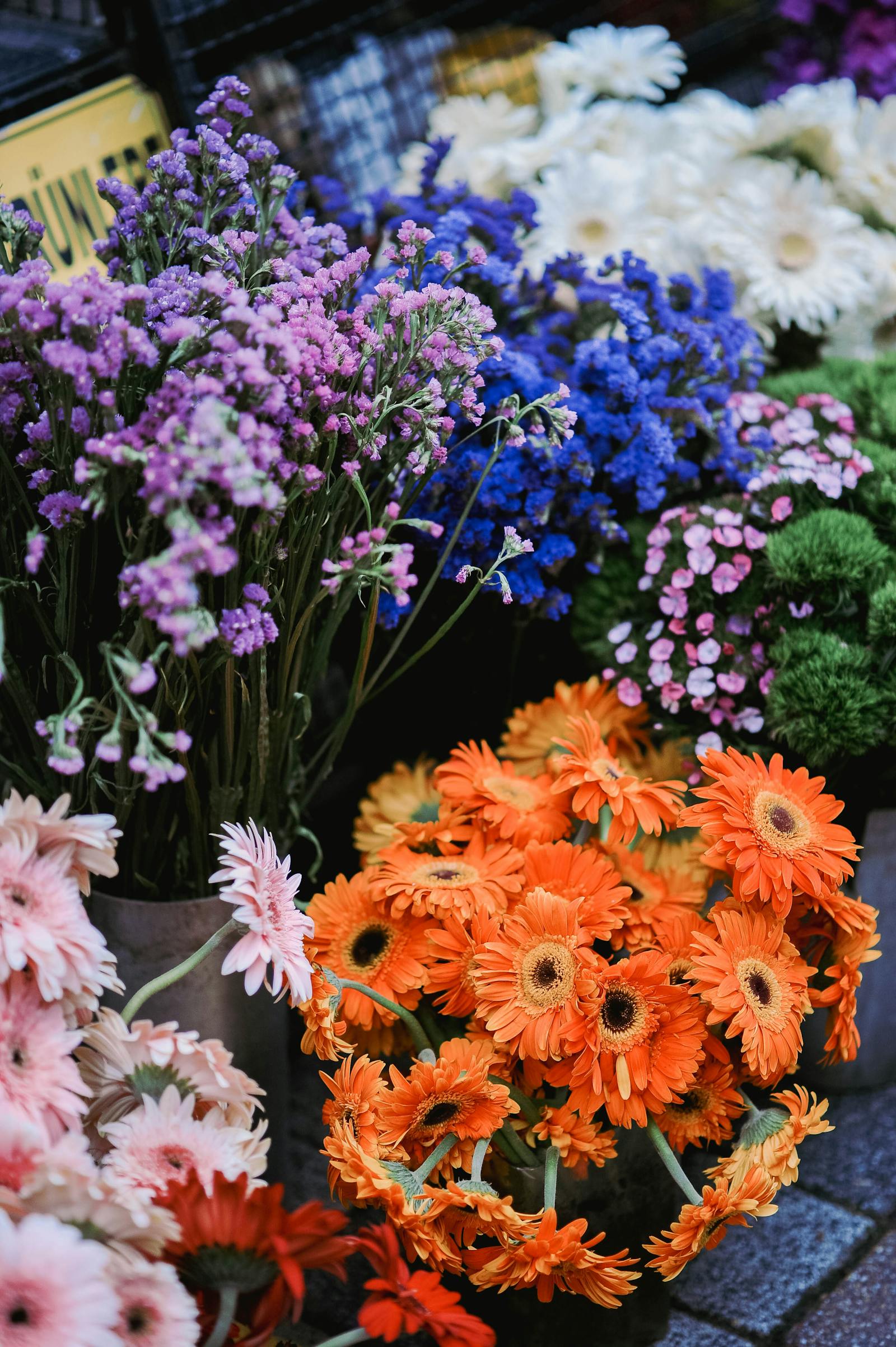 Bunte Blumen im Laden